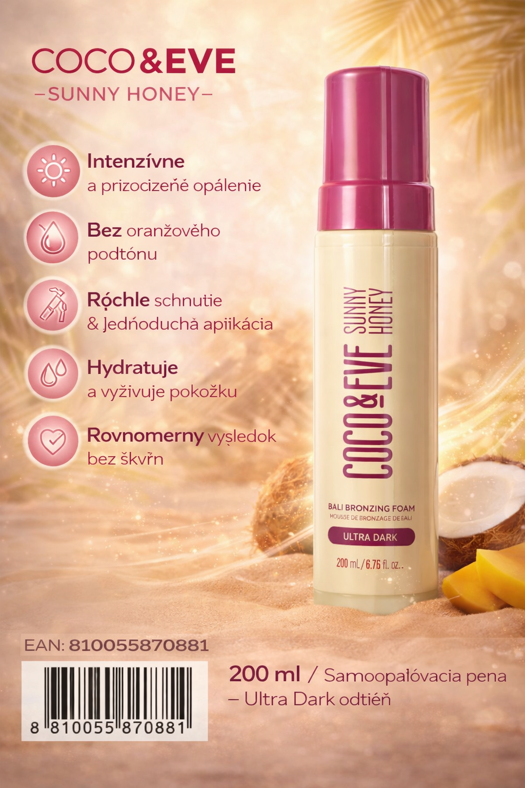 E-shop COCO & EVE Sunny Honey Bali Bronzing Foam (Ultra tmavý) 200 ml