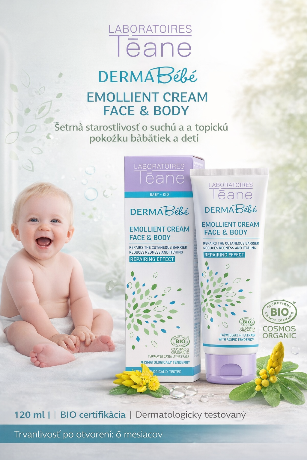 E-shop Laboratoires Teane Laboratoires Téane Dermabébé – zvláčňujúci krém pre bábätká (tvár a telo) 150ml