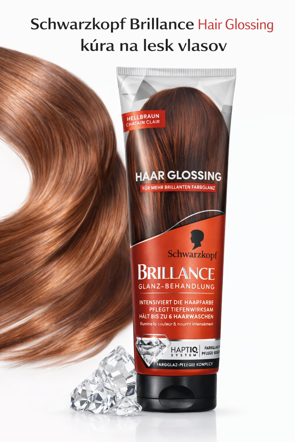 E-shop Schwarzkopf Brillance Hair Glossing – kúra na lesk vlasov (150 ml, svetlo hnedá)
