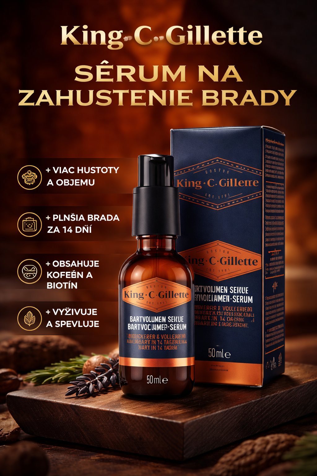 King C. Gillette – Sérum na objem brady (50 ml)