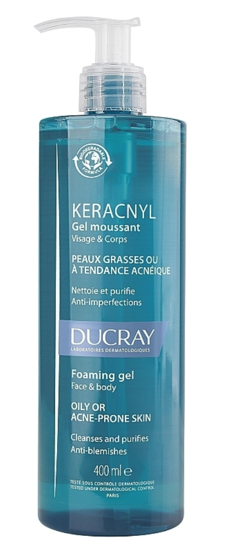 DUCRAY Keracnyl Čistiaci gél pre mastnú pleť 400 ml (poškodený aplikátor)