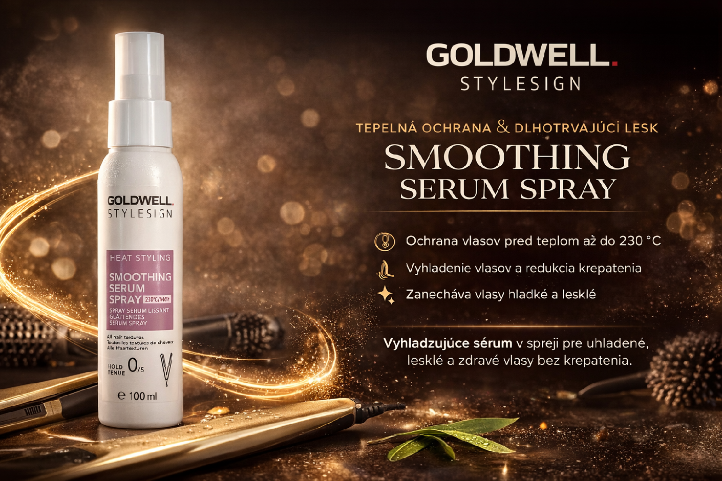 E-shop Goldwell StyleSign Heat Styling Smoothing Serum Spray (100 ml) (poškodený aplikátor)