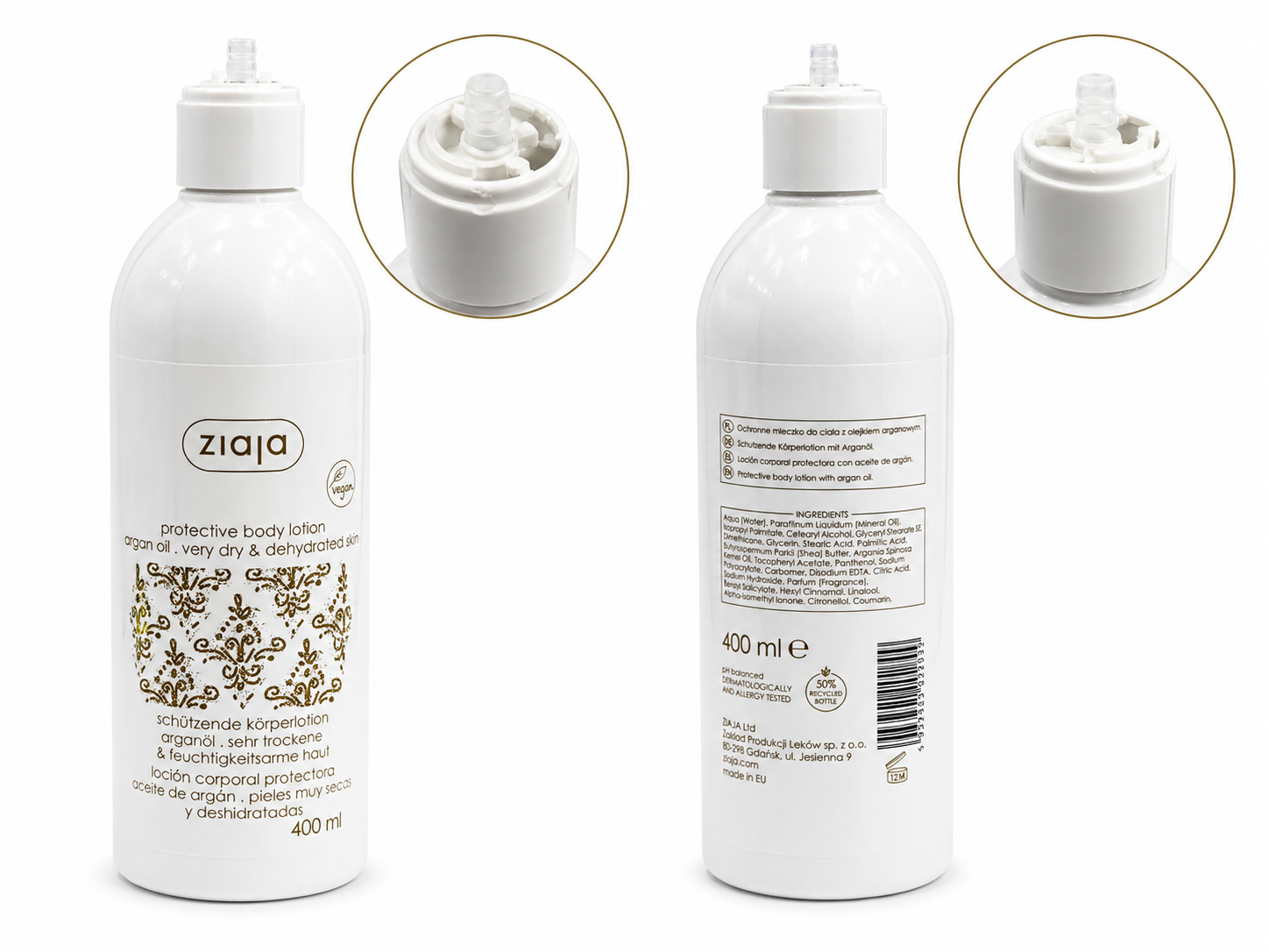 ZIAJA Argan Oil Ochranné telové mlieko 400 ml (poškodený aplikátor)