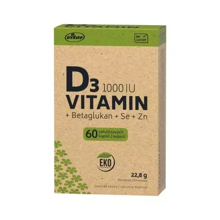 VITAR Vitamín D3 1000 IU + betaglukán EKO kapsle 60 / Exp. 4/26