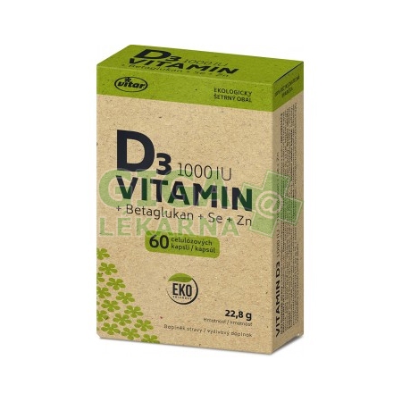 VITAR Vitamín D3 1000 IU + betaglukán EKO kapsle 60 / Exp. 4/26