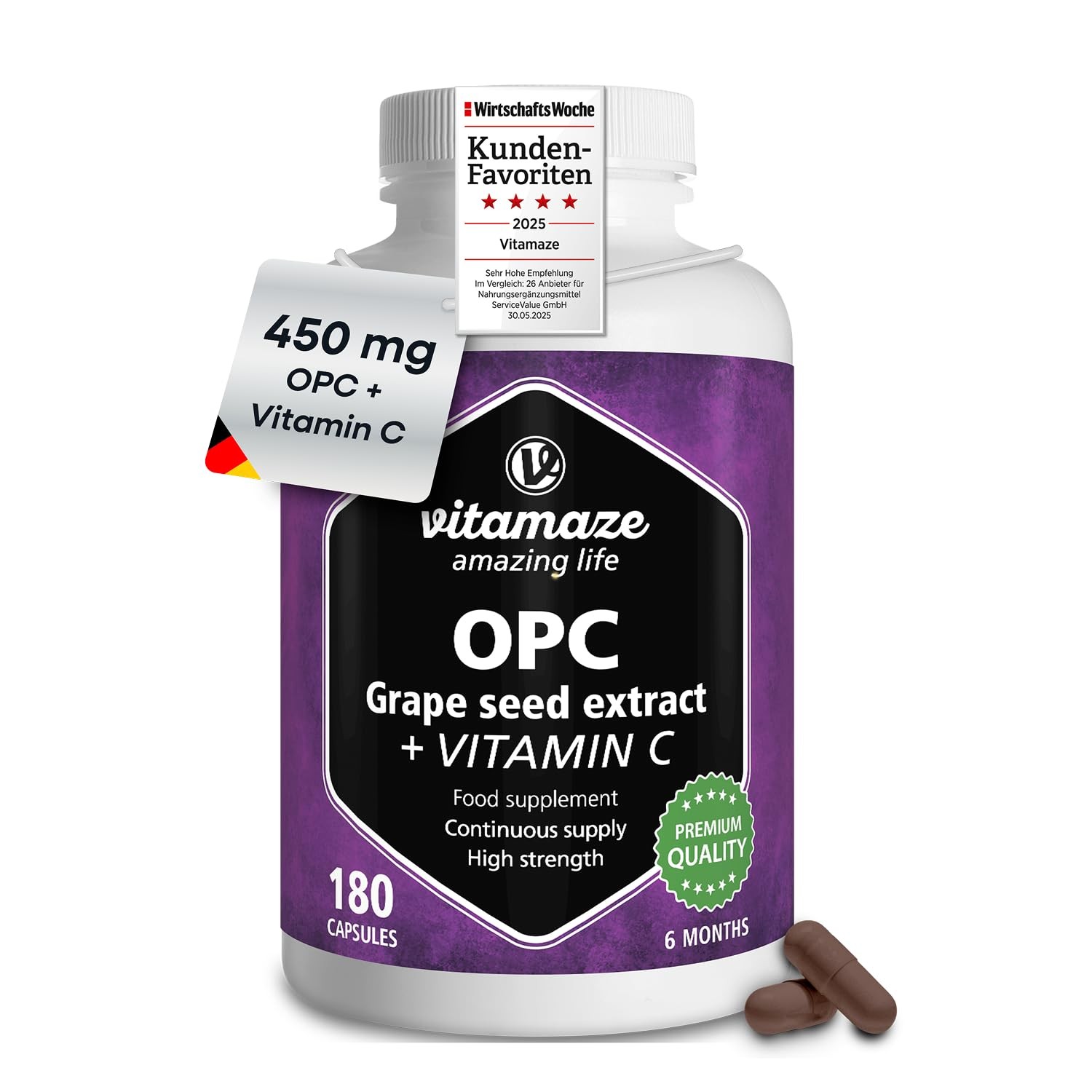 E-shop Vitamaze OPC extrakt z hroznových jadierok, 180 kapsúl + vitamín C / 3/26