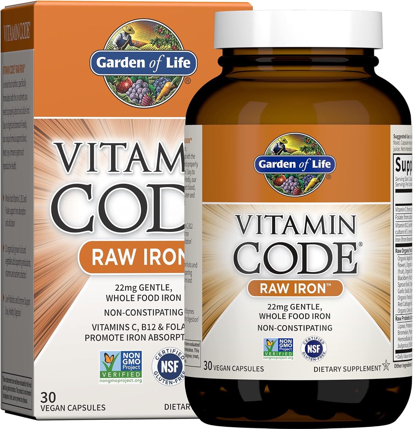 E-shop Garden of Life Vitamin Code RAW Iron (železo), 22 mg - 30 kapsúl / Exp.4/26