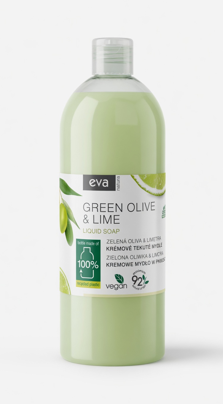 E-shop Eva Natura Green Olive & Lime Tekuté mydlo 1 l-(poškodený aplikátor)
