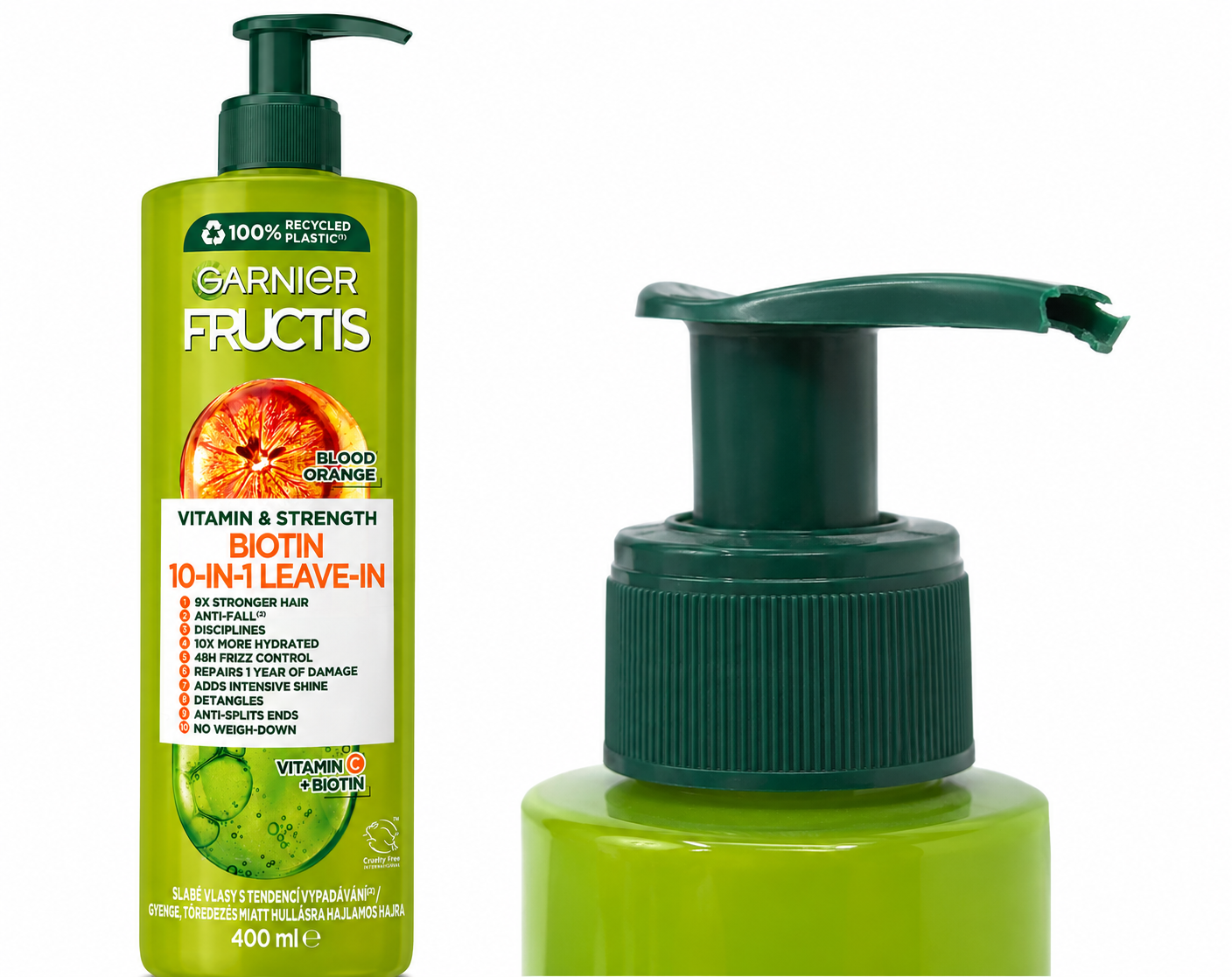 E-shop Garnier Fructis Vitamin & Strength Biotin Bezoplachová starostlivosť 400ml (poškodený aplikátor)