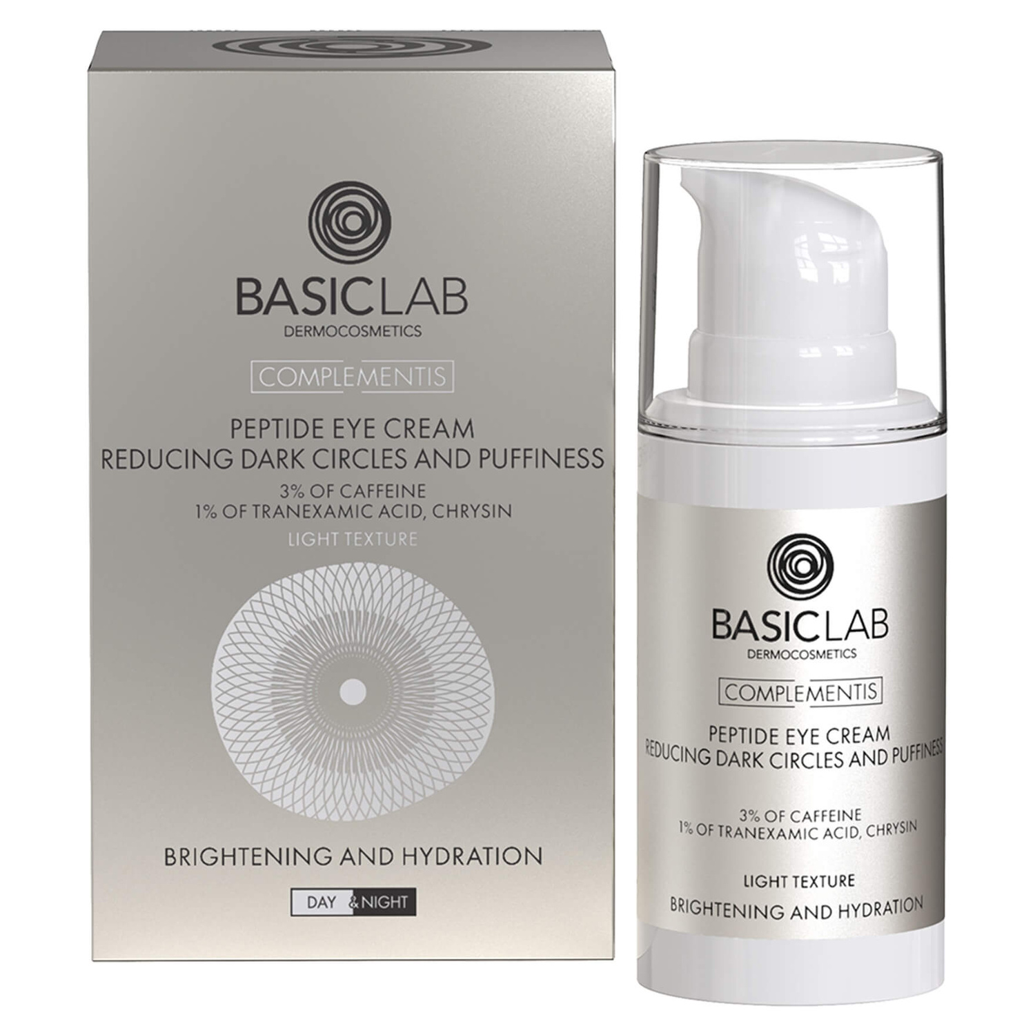 E-shop BasicLab - Rozjasnenie a hydratácia - Peptidový očný krém redukujúci tmavé kruhy a opuchy - 15 ml-bez krabičky