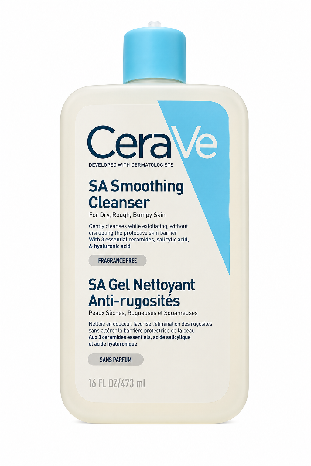 CeraVe SA Smoothing Cleanser 473 ml – vyhladzujúci čistiaci gél pre suchú a drsnú pokožku (poškodený aplikátor)