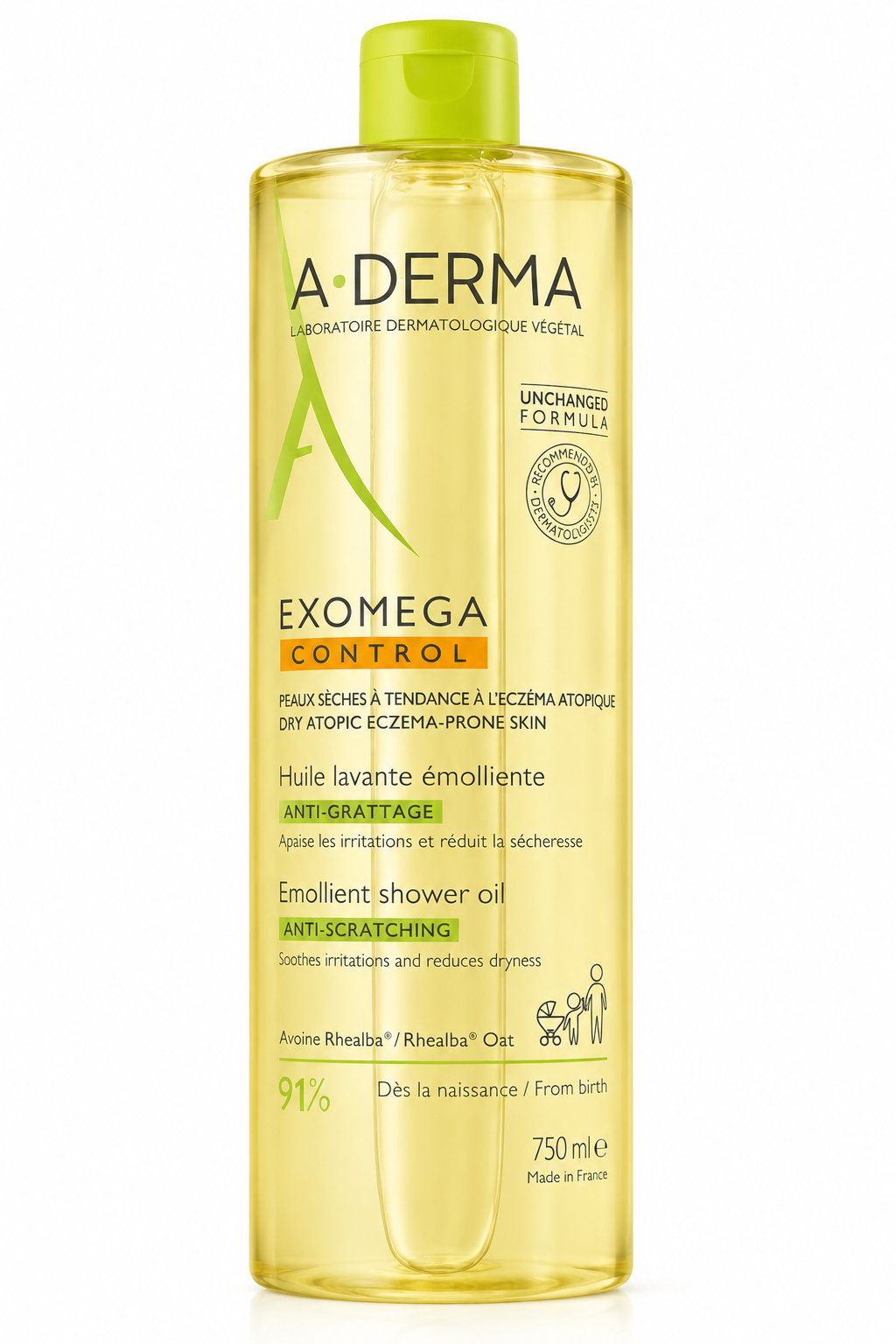 A-Derma Exomega Control Emollient Shower Oil 750 ml (poškodený aplikátor)