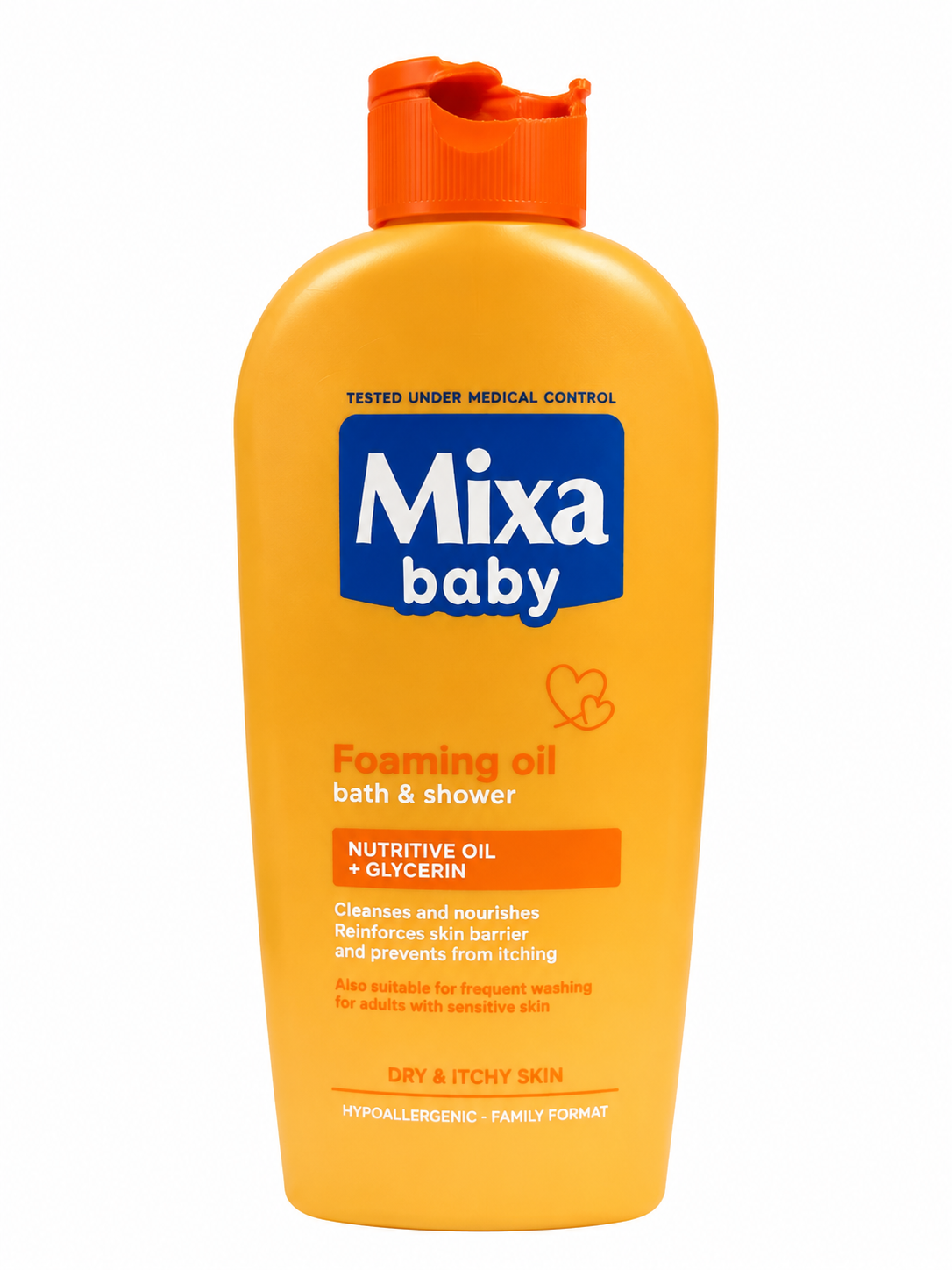 Mixa Baby Foaming olej na kúpanie a sprchovanie 400 ml (poškodený aplikátor)