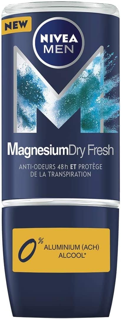 NIVEA MEN Magnesium Dry Fresh 50 ml, antiperspirant bez hliníkových solí, roll-on, pocit sviežosti po dobu 48 hodín