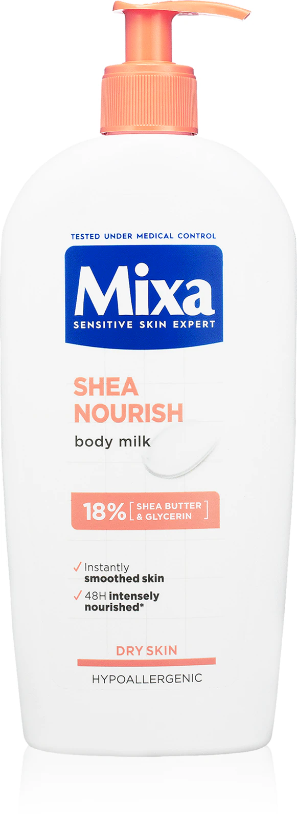Mixa Shea Nourish (Shea Intense Nourishing) intenzívny vyživujúci telový balzam 400 ml, poškodený aplikátor