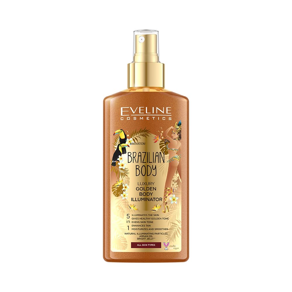 Eveline Cosmetics Brazilian Body Luxusný zlatý rozjasňovač tela 150 ml (poškodený aplikátor)