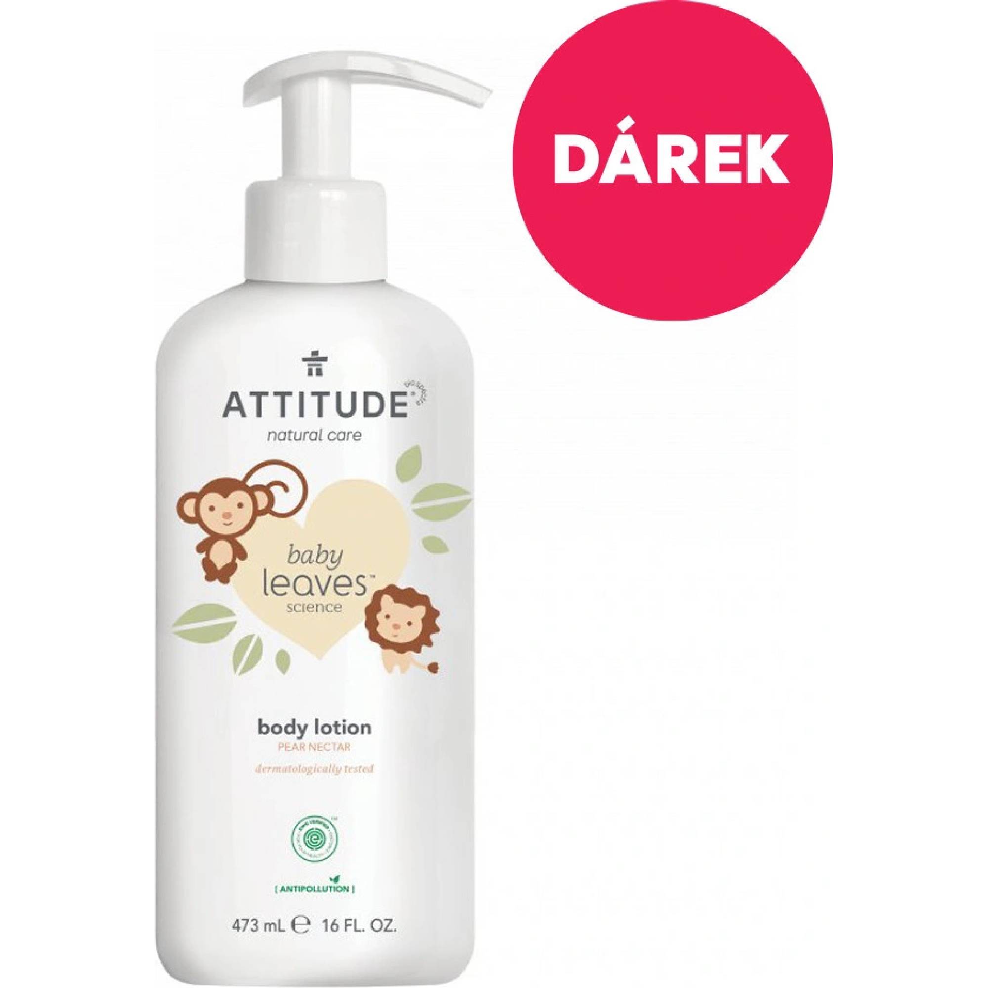 Attitude Detské telové mlieko Baby leaves s vôňou hruškovej šťavy 473 ml/poškodený aplikátor