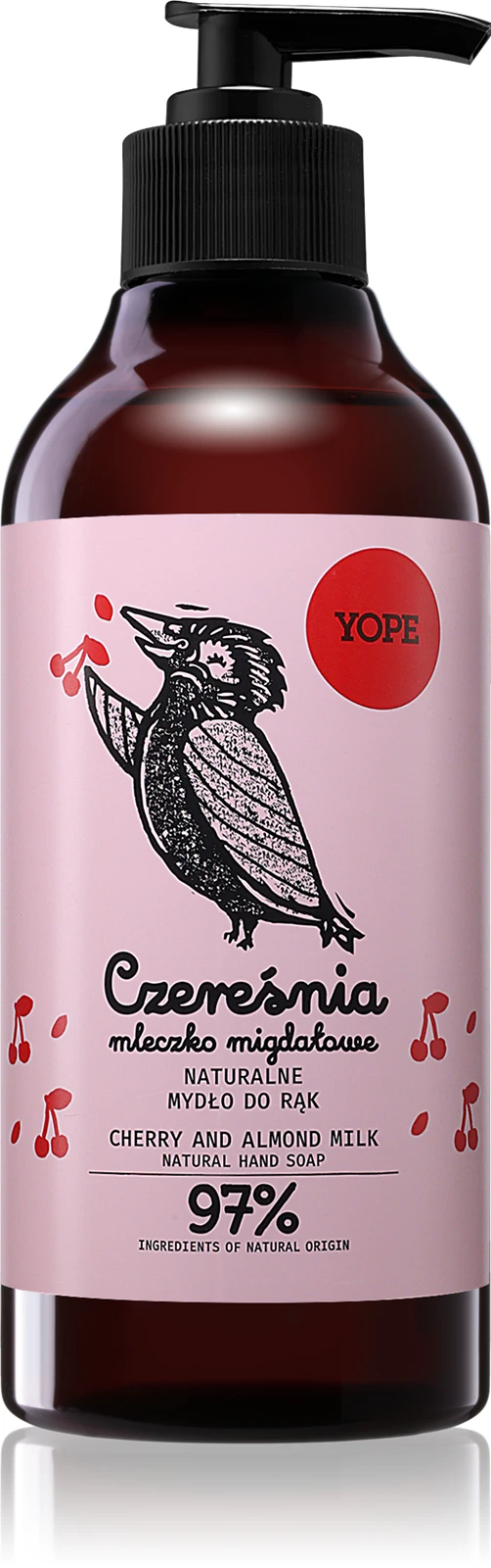 YOPE ope Cherry & Almond Milk prírodné mydlo na ruky 500 ml (poškodený aplikátor)