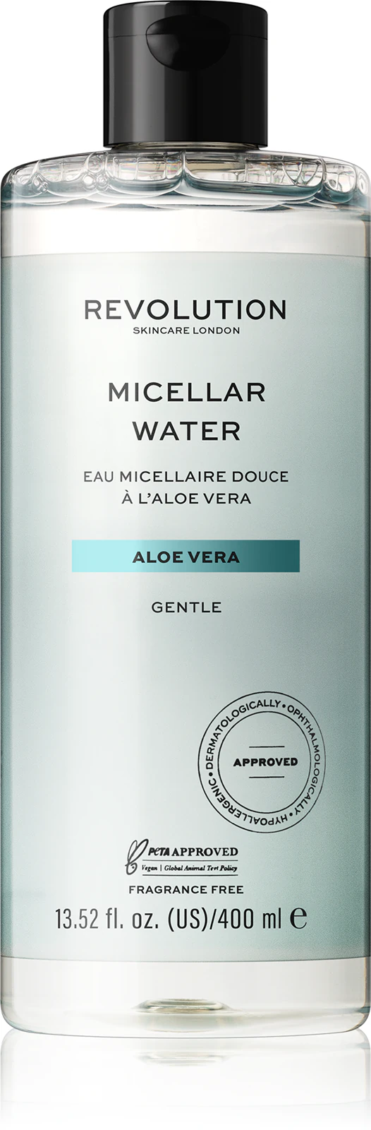 Jemná micelárna voda Revolution Skincare Aloe Vera, 400 ml (poškodený aplikátor)