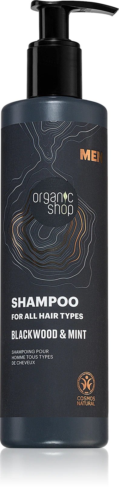 Cosmos Natural Pánsky šampón Organic Shop Men Blackwood & Mint 280 ml (poškodený aplikátor)