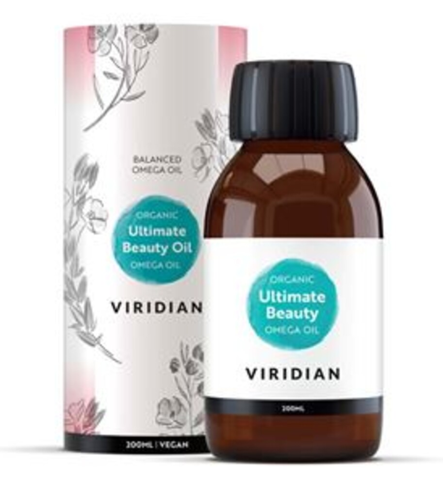Viridian Organic Ultimate Beauty Oil – organická olejová zmes Omega 3, 6 a 9, 200 ml EXP.: 01/2026