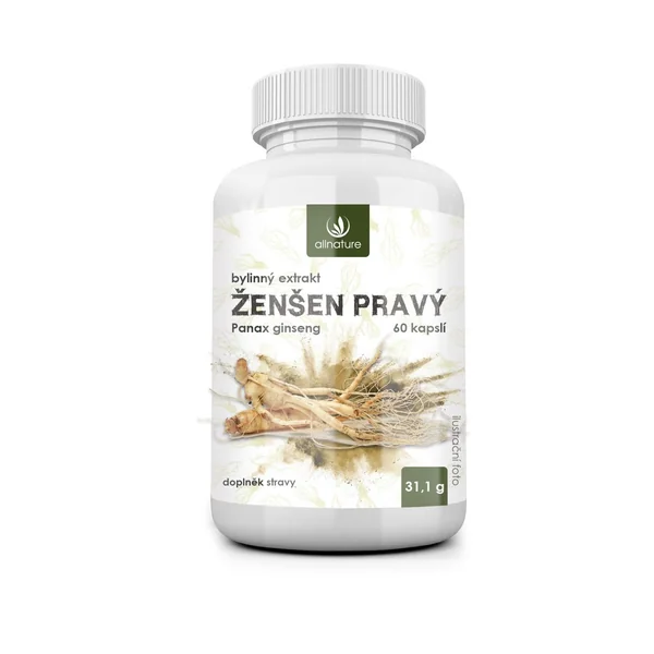 Allnature Ženšen pravý – bylinný extrakt s vitamínom C, 60 kapsúl EXP.: 02/2026