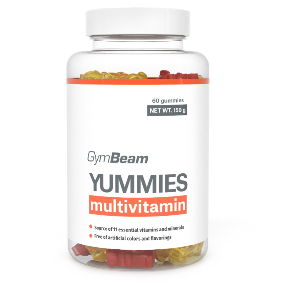 GymBeam Yummies Multivitamin 60 ks – pomaranč, citrón, čerešňa, 150 g