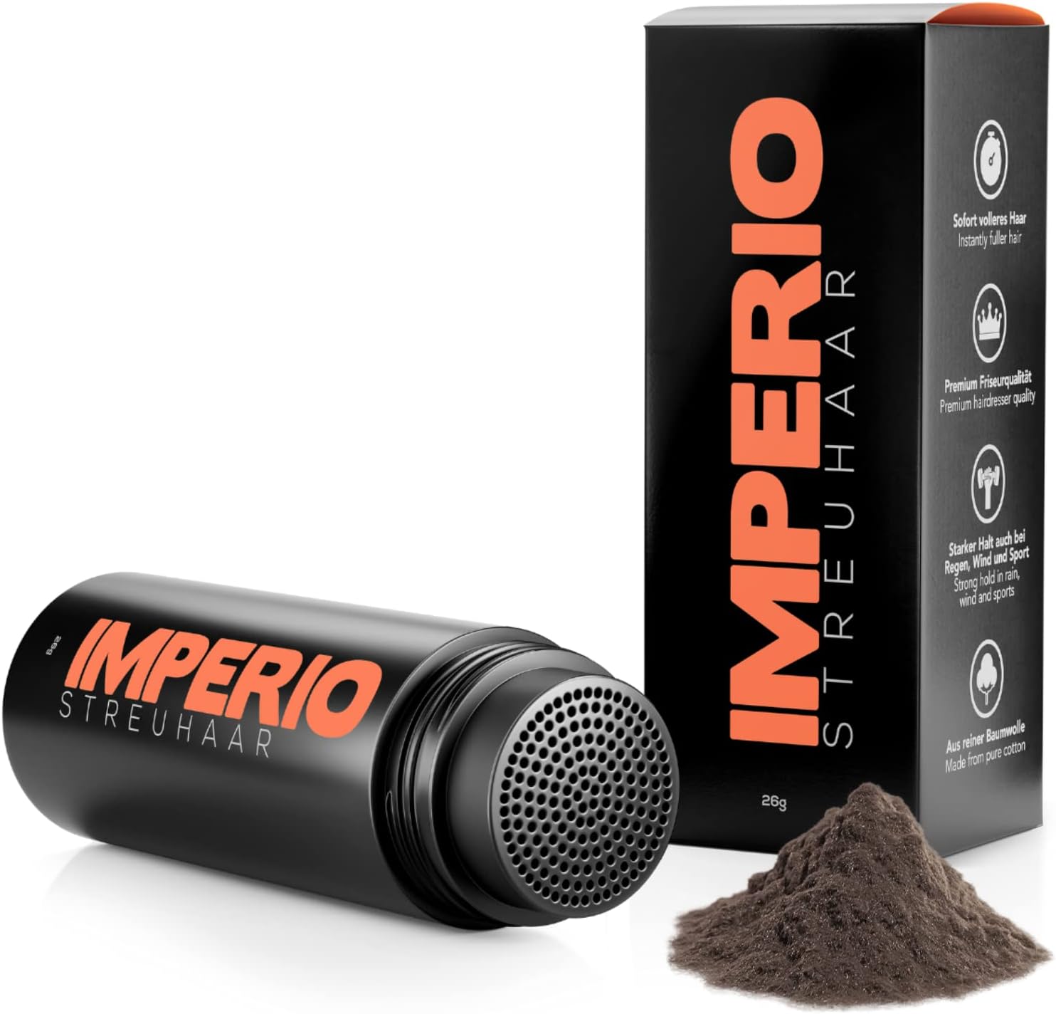 IMPERIO Hair Powder - vlasový korektor na zahustenie vlasov pre ženy a mužov, DARK BROWN 26g