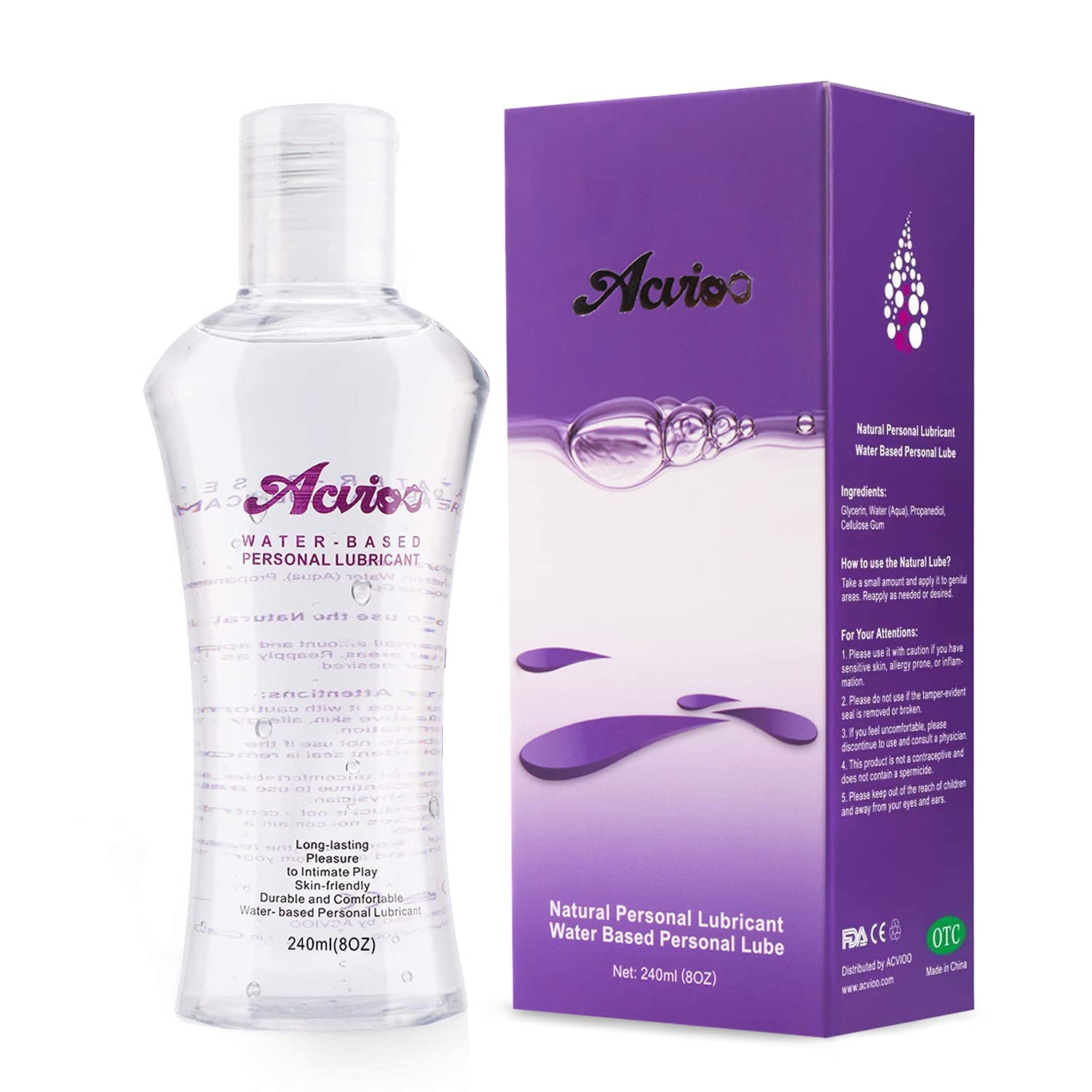 Acvioo Prírodný lubrikačný gél na vodnej báze 240 ml