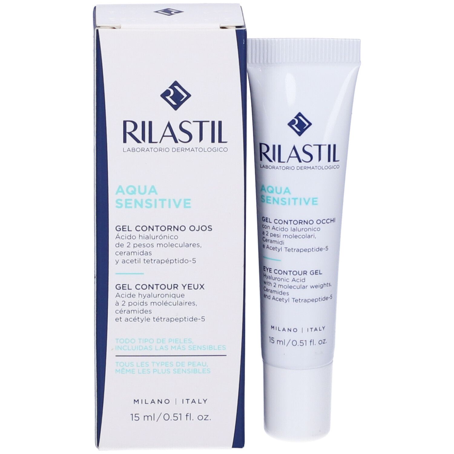 Rilastil Aqua Sensitive, gél na očné kontúry pre citlivú pleť, 15 ml