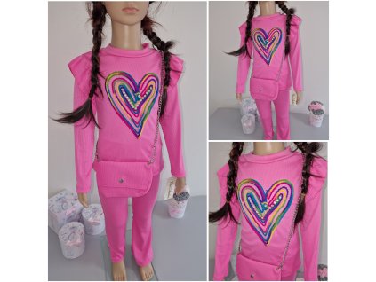 Dívčí Pink souprava Srdce s kabelkou