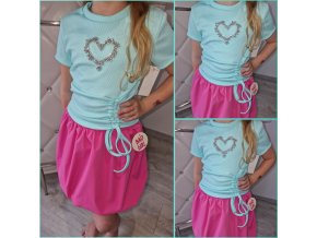 Tyrkysové dívčí tričko Srdce