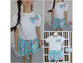 Dívčí šaty Tyrkys White s kabelkou