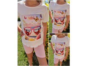 Dívčí tričko white motýlek