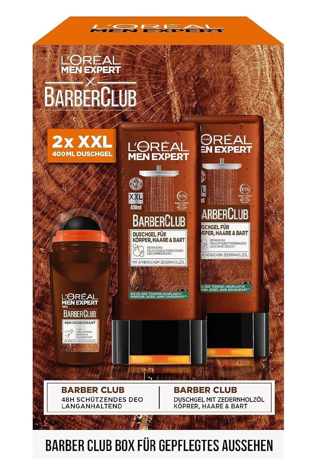 L'Oréal Men Expert BarberClub, Sada pánské hygieny 2 x 400 ml, roll-on 1 x 50 ml