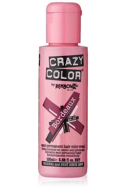 Crazy Color by Renbow, odstín Bordeaux, semipermanentní krémová barva na vlasy, 100 ml