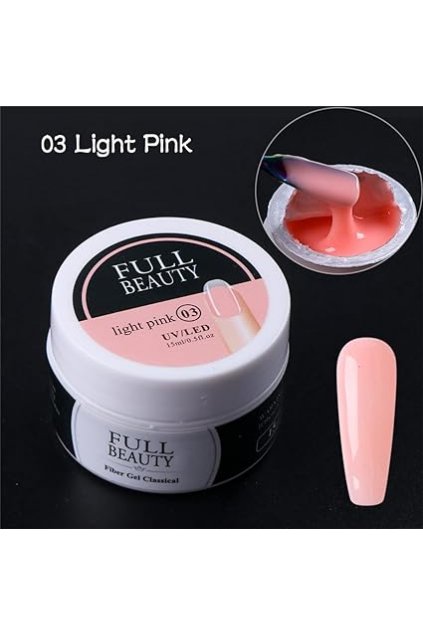 FULL BEAUTY light pink 03 stavební gel pro prodlužování a opravu nehtů 15ml