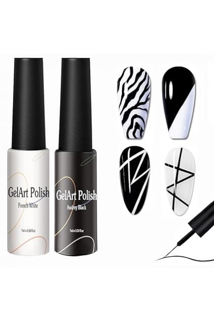 2ks Gel Liner Nail Art, Black & White 2x7ml