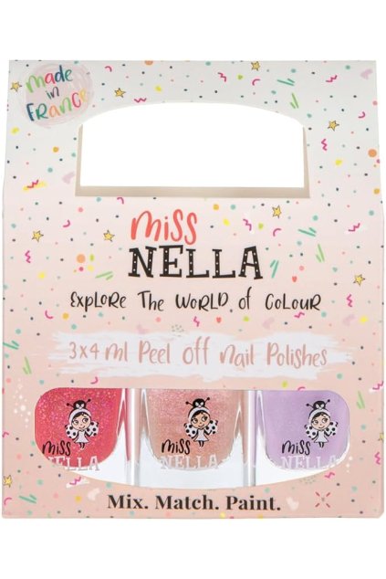 Miss Nella Good Vibes – speciální třpytivý dětský lak na nehty 3x4ml
