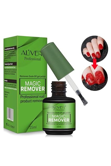ALIVER Gel Nail Polish Remover - odstraňovač laku na nehty 15ml se škrabkou, zatlačovačem kůžičky a pilníkem