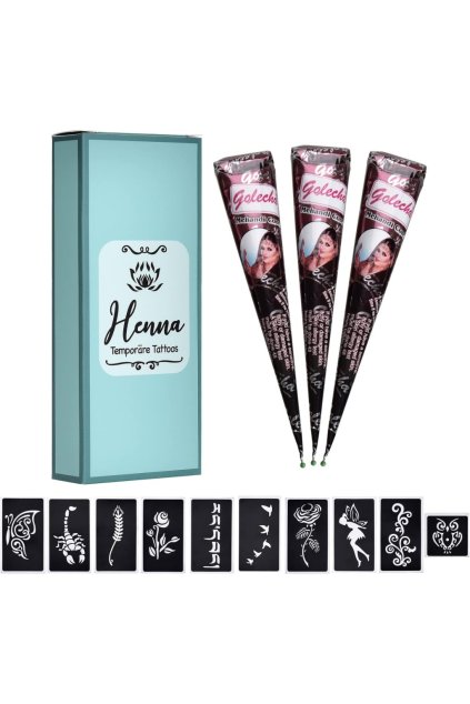 eLander 3 x dočasné tetování Henna přírodní 30 g-zelená