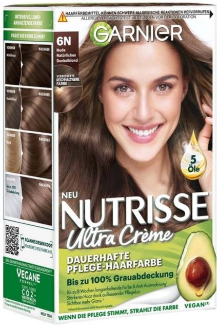 garnier nutrisse creme 6n nude light brown permanent hair dye 1 st 573859 en
