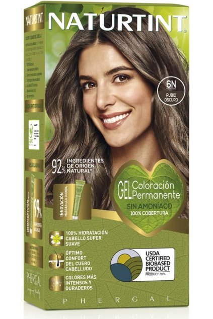 Naturtint barva na vlasy bez amoniaku, 100% krytí šedin 170ml 6N tmavě blond