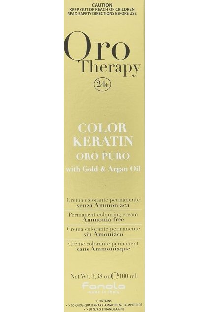 Fanola Oro Therapy barva na vlasy s keratinem Puro 9.1 Světle blond popelavá 100ml