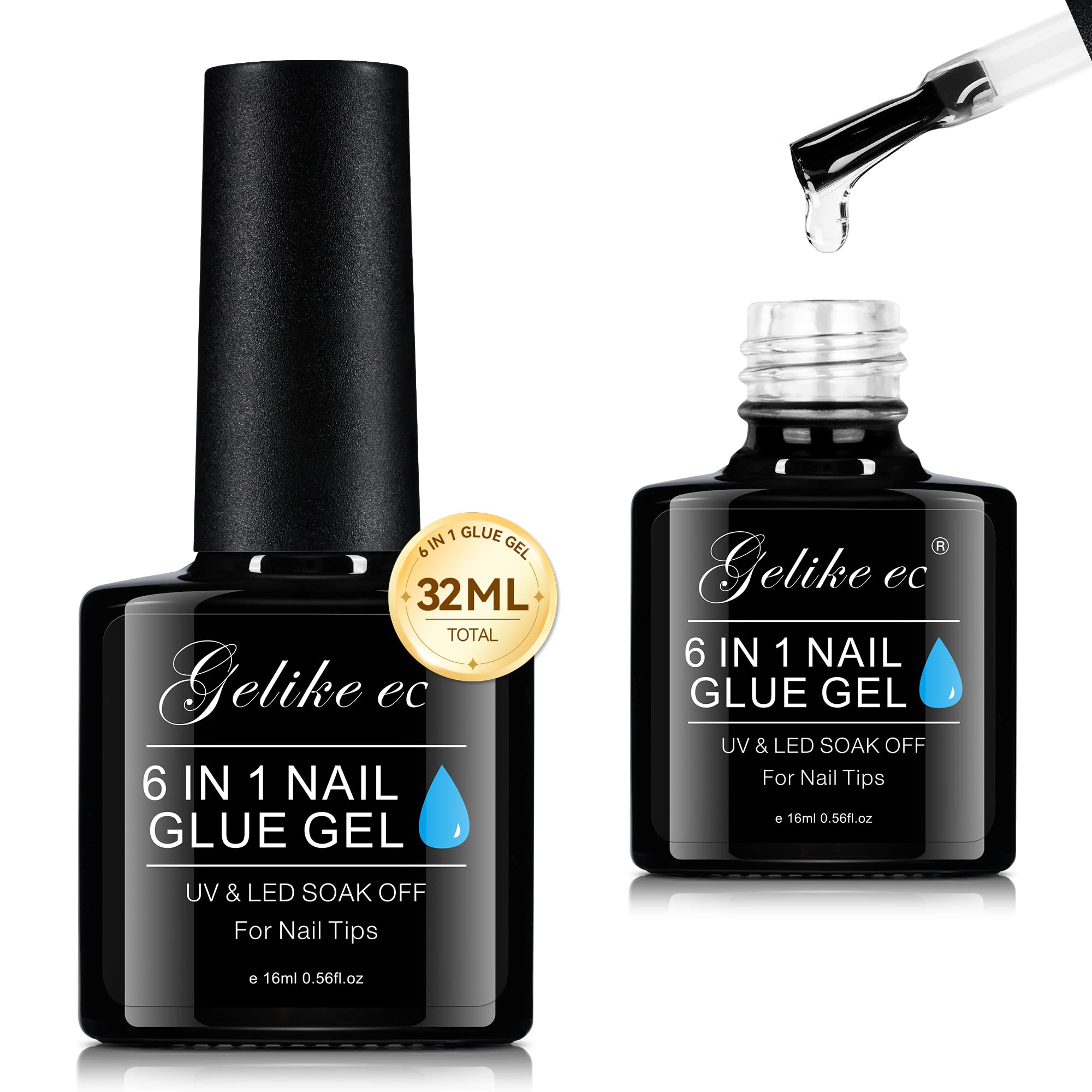 Gelike ec 6 in 1, nail glue gel, 2x16 ml