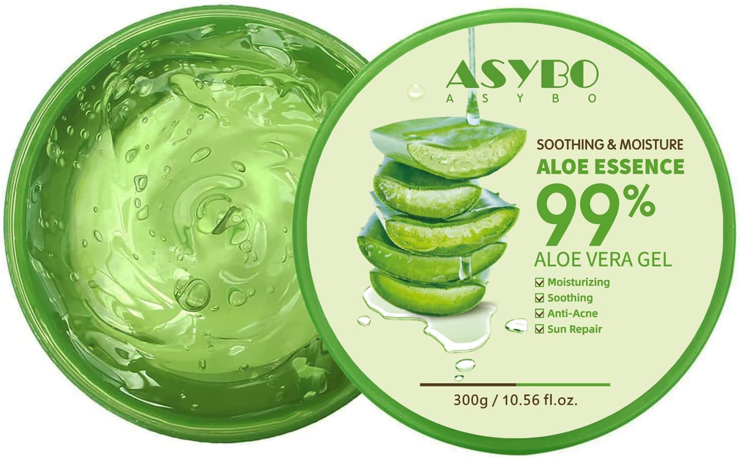 ASYBO 300g Natural Aloe Vera Gel – organický hydratační krém, zklidnění a hydratace