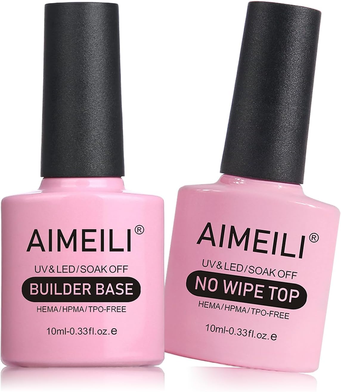 AIMEILI 5v1 Builder Base and No Wipe Top Coat Soak Off UV LED gel lak na nehty, dlouhotrvající 2x10ml