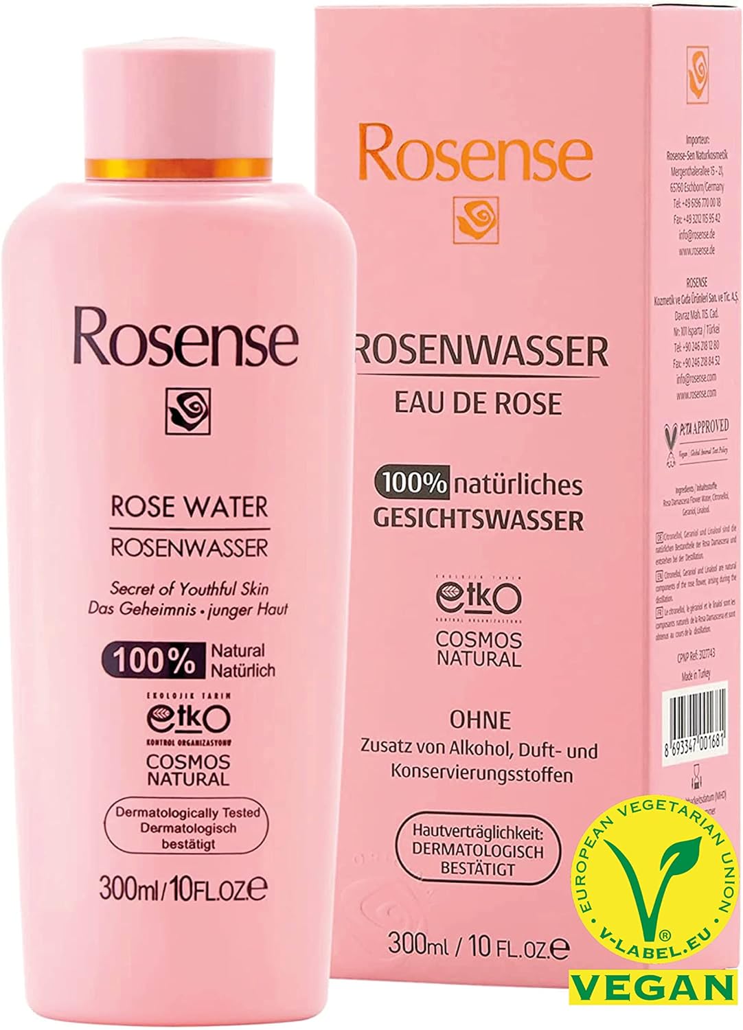 Rosense Růžová voda přirozená veganská 300ml