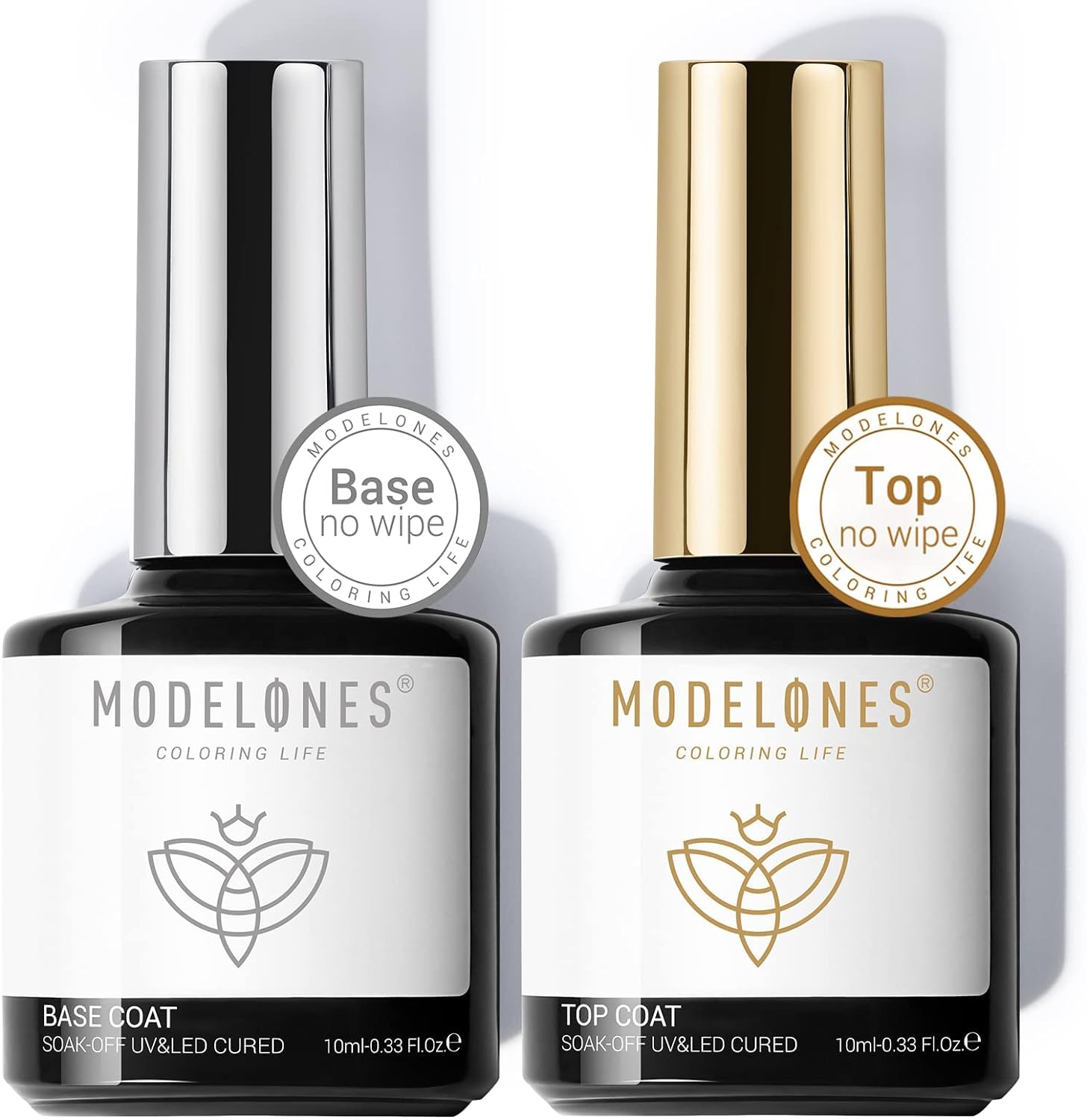 Levně Modelones Gelový lak na nehty vrchní a základní lak, 2 x 10 ml