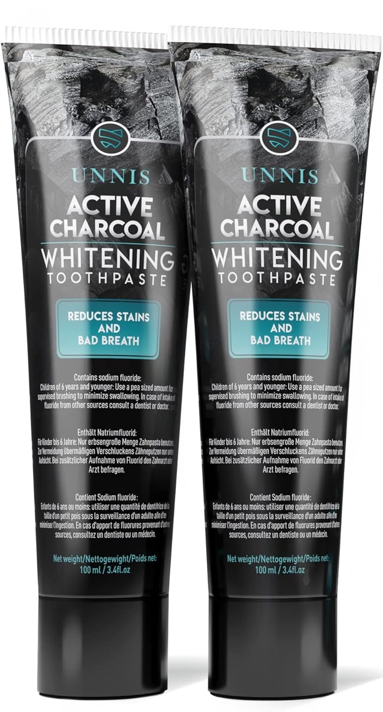 Unnis Activated Charcoal Whitening Toothpaste, bělící zubní pasta, 100 ml